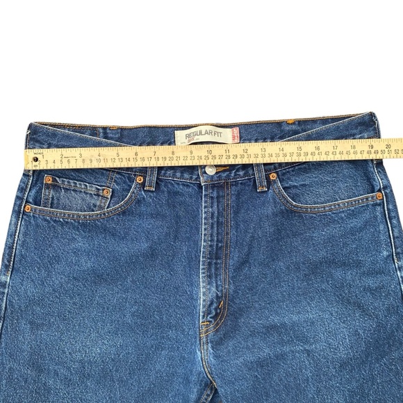 Levis 505 Denim Jeans 40 x 29 Dark Wash Blue Normcore 2004 Y2K Straight Leg - Picture 8 of 11